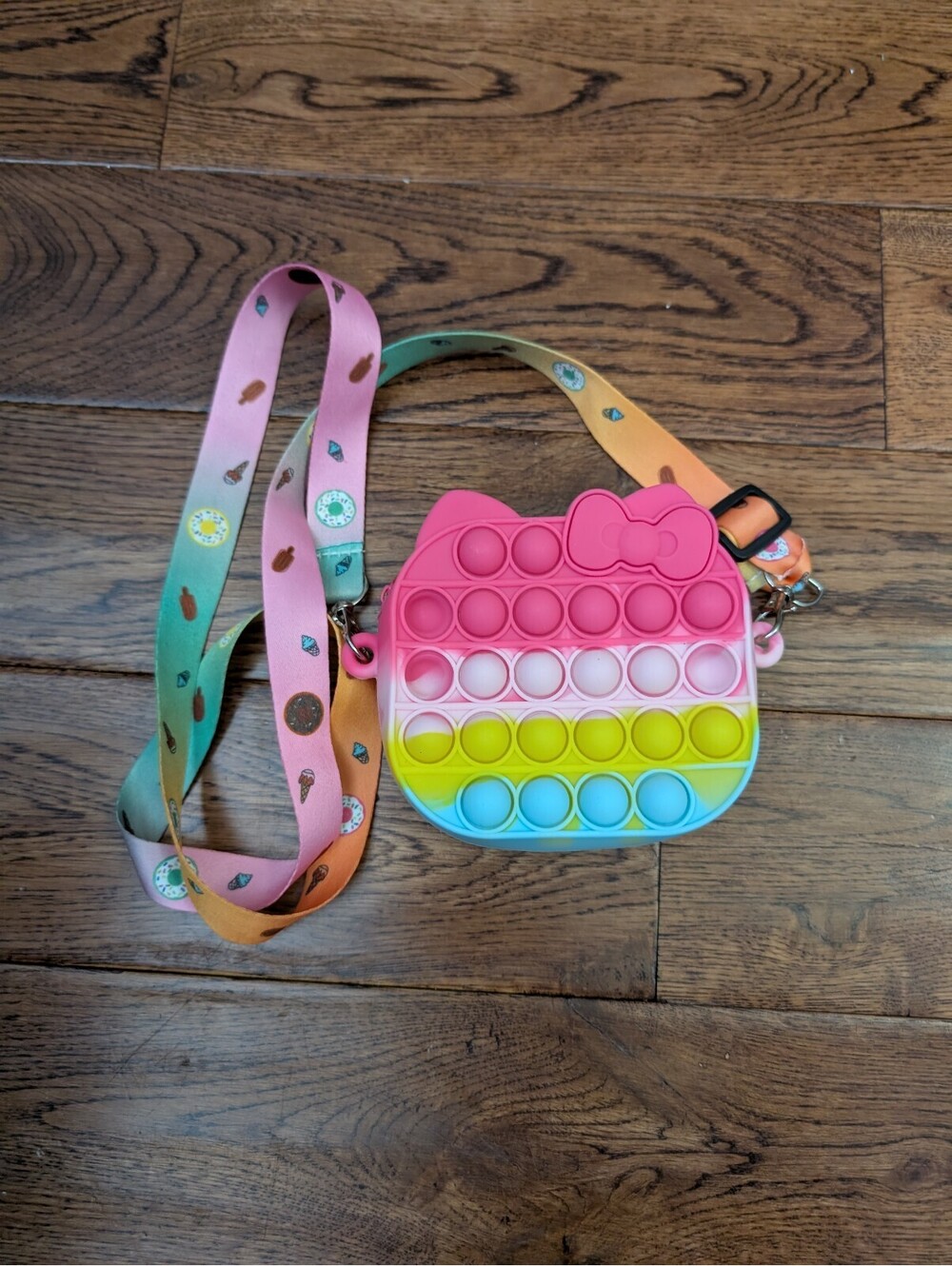 Kitty Bow Kawaii Pop Fidget Bubble Silicone Crossbody Purse Bag for Kids